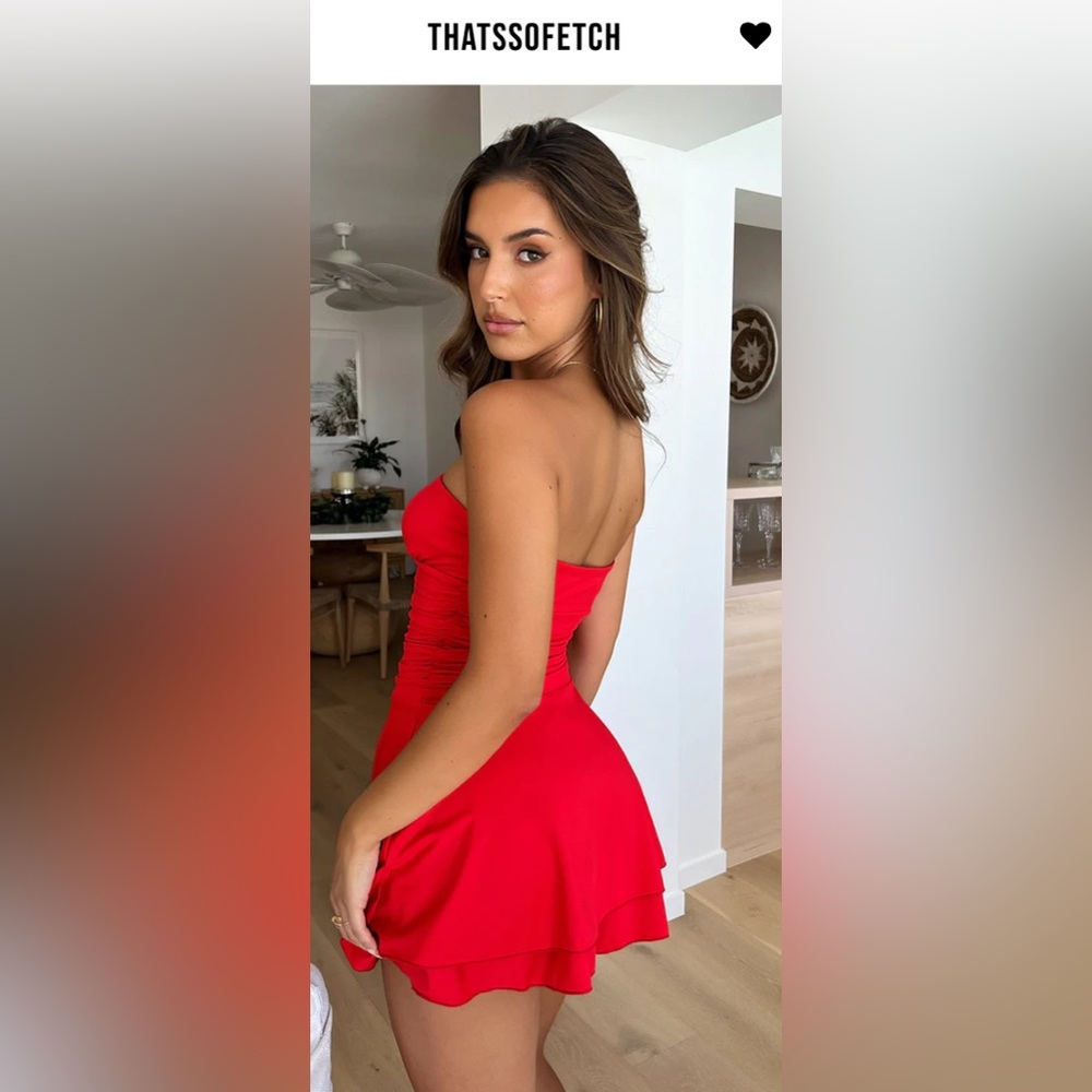Thatssofetch Chic Strapless Red Dress - Picture 11 of 11